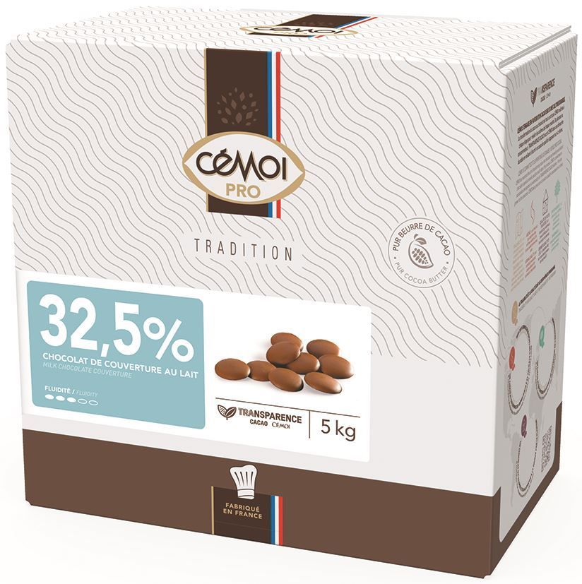 Chocolat lait en palet 32.5% - CEMOI - Boite de 5kg