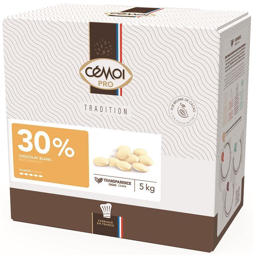 Chocolat blanc en palet 30% - CEMOI - Boite de 5kg