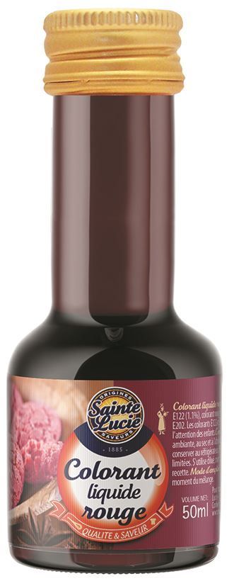 Colorant alimentaire rouge - SAINTE LUCIE - Flacon verre de 50 ml