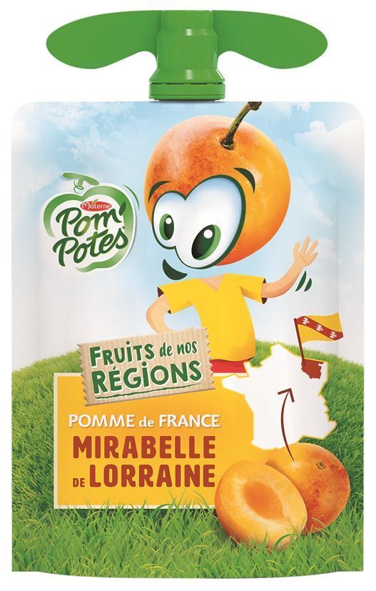 Spécialité de pomme mirabelle sans sucres ajoutés gourdes - MATERNE POM'POTES - Carton de 48 gourdes