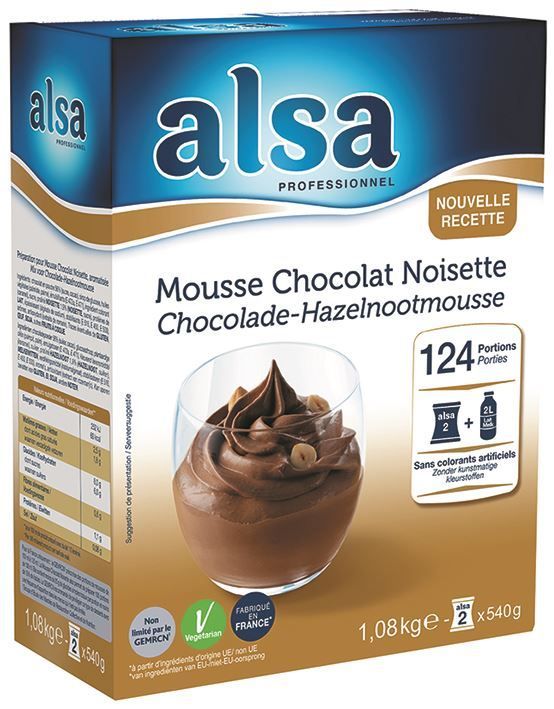 Mousse chocolat noisette - ALSA - Boite de 1,08 kg