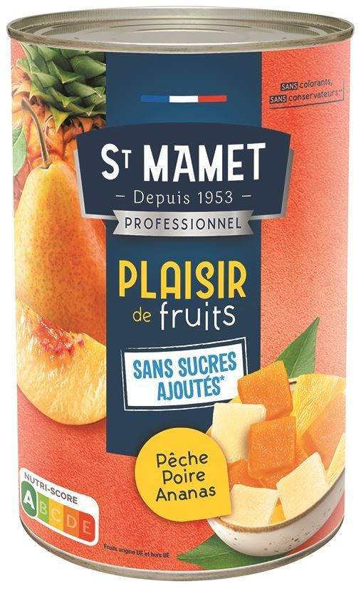 Salade pêches poires ananas au jus sans sucres ajoutés - ST MAMET - Boîte 5/1