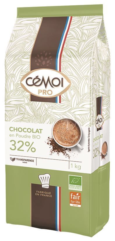 Chocolat en poudre 32 % Bio - CEMOI - Sachet de 1 kg
