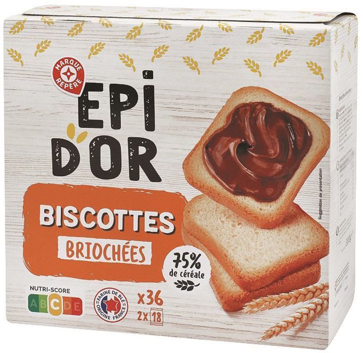 Biscottes briochées X36 - REPERE - Paquet de 300 g