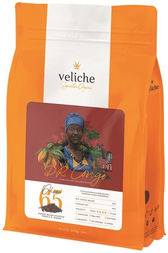 Chocolat noir 65% en pépites dots Congo - VELICHE - Sac de 2,5 kg