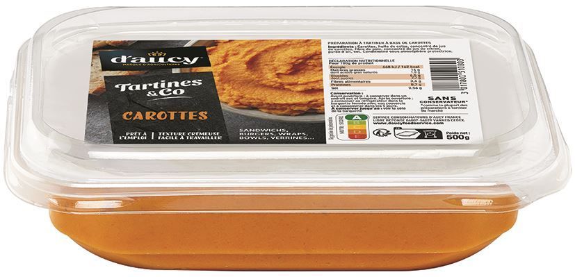 Tartines & Co Carottes - D'AUCY - Barquette de 500 g