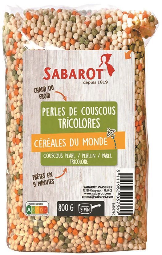 Perles de couscous tricolores - SABAROT - Sachet de 800 g