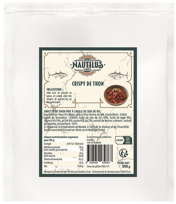 Crispy de thon nature - NAUTILUS CHEF - Poche de 500 g