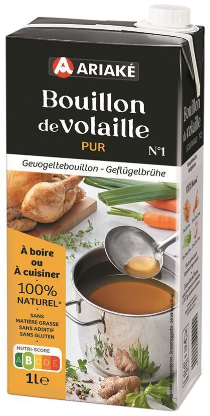 Bouillon de volaille pur - ARIAKE - Brique de 1 L