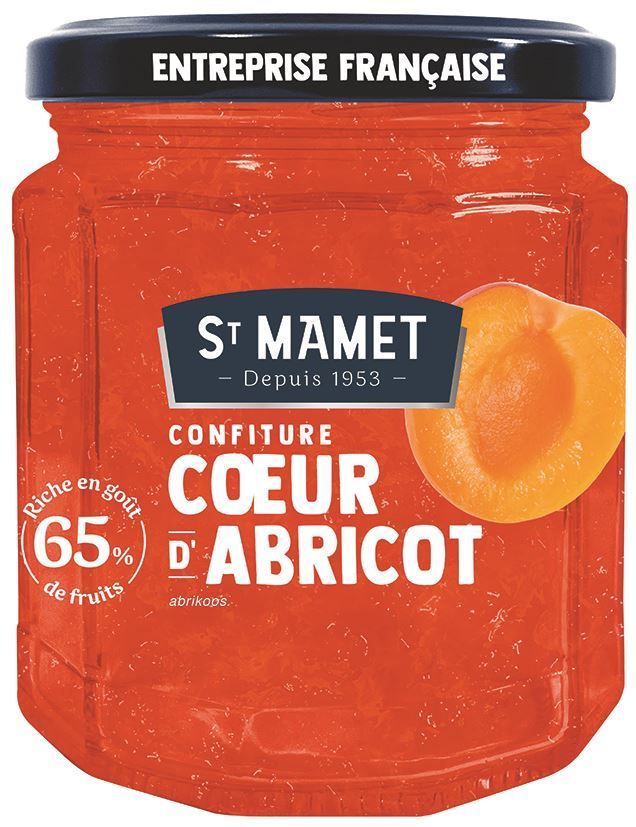 Confiture coeur d'abricot allégé en sucres - ST MAMET - Pot de 310 g
