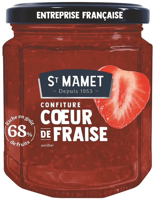 Confiture coeur de fraise allégé en sucress - ST MAMET - Pot de 310 g