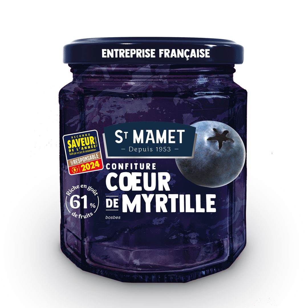 Confiture coeur de myrtille allégé en sucress - ST MAMET - Pot de 310 g