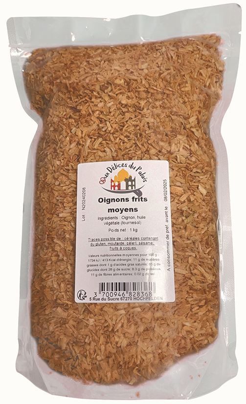 Oignons frits à l'uile de tournesol - DELICES DU PALAIS - Sachet de 1 kg