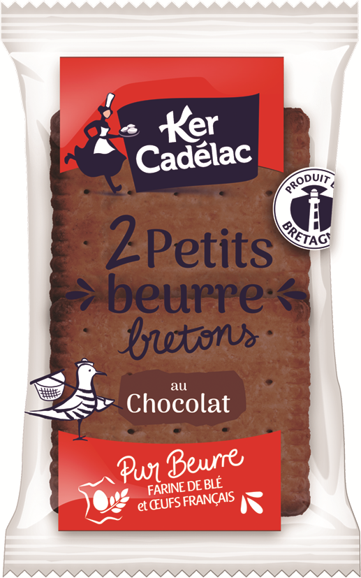 Petits beurre chocolat  X2 - KER CADELAC - Carton de 180 sachets