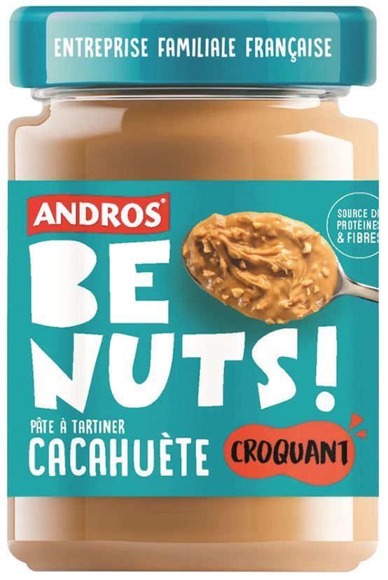 Pâte à tartiner cacahuètes croquantes - ANDROS - Pot de 325 g