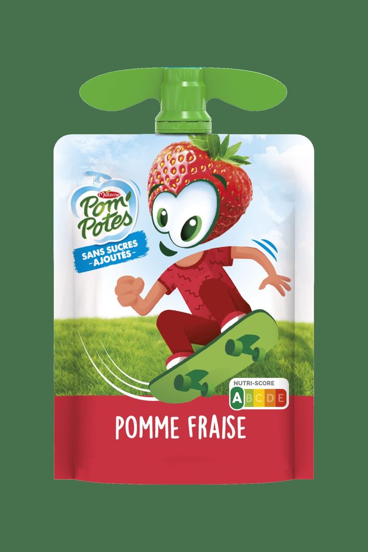 Spécialité de pomme fraise sans sucres ajoutés - MATERNE POM'POTES - Carton de 36 gourdes