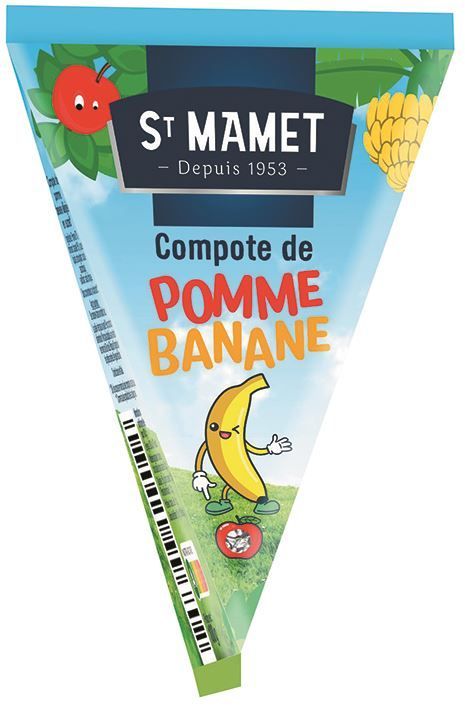 Compote pomme, banane allégée en sucres Berlingot - ST MAMET - Carton de 48 berlingots