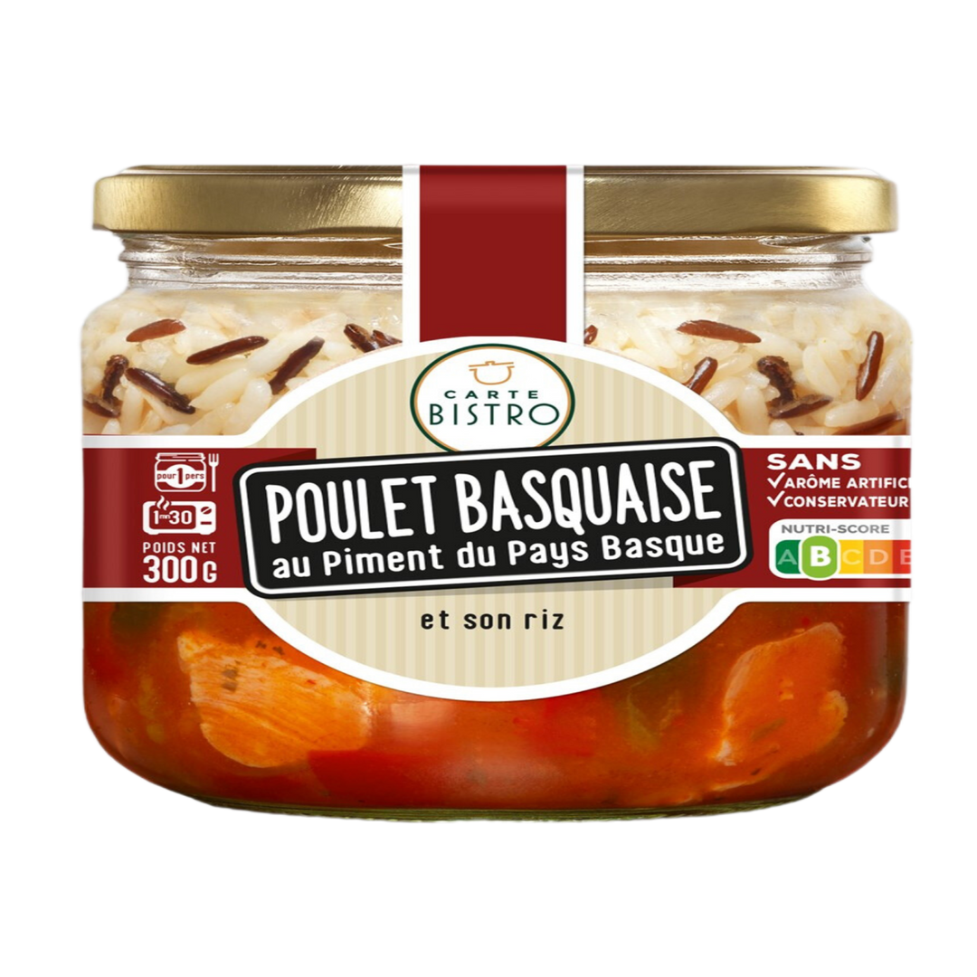 Poulet basquaise au piment du pays Basque et son riz - CARTE BISTRO - Carton de 6 bocaux