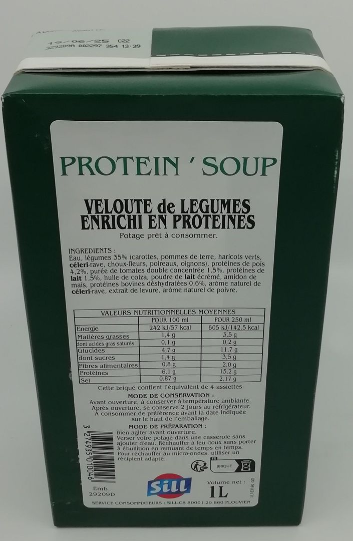 Velouté de légumes enrichi en protéines - SILL - Carton de 6 briques