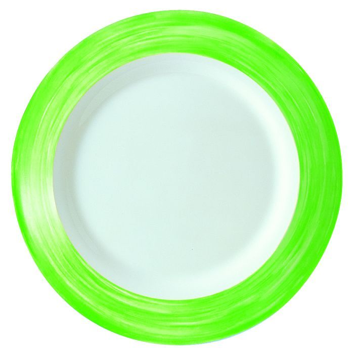 Assiette creuse verre trempé Restaurant Brush vert 22,5cm - ARCOROC - Carton de 6