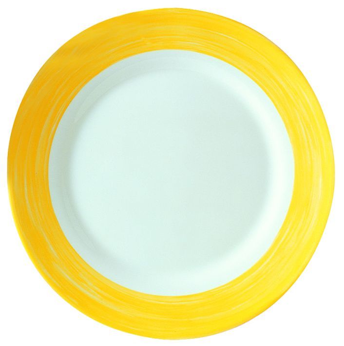 Assiette creuse verre trempé Restaurant Brush jaune 22,5cm - ARCOROC - Carton de 6