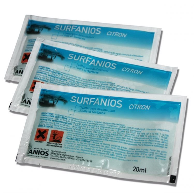 Détergent 3D en dose 20ml Surfanios citron - ANIOS - Carton de 500