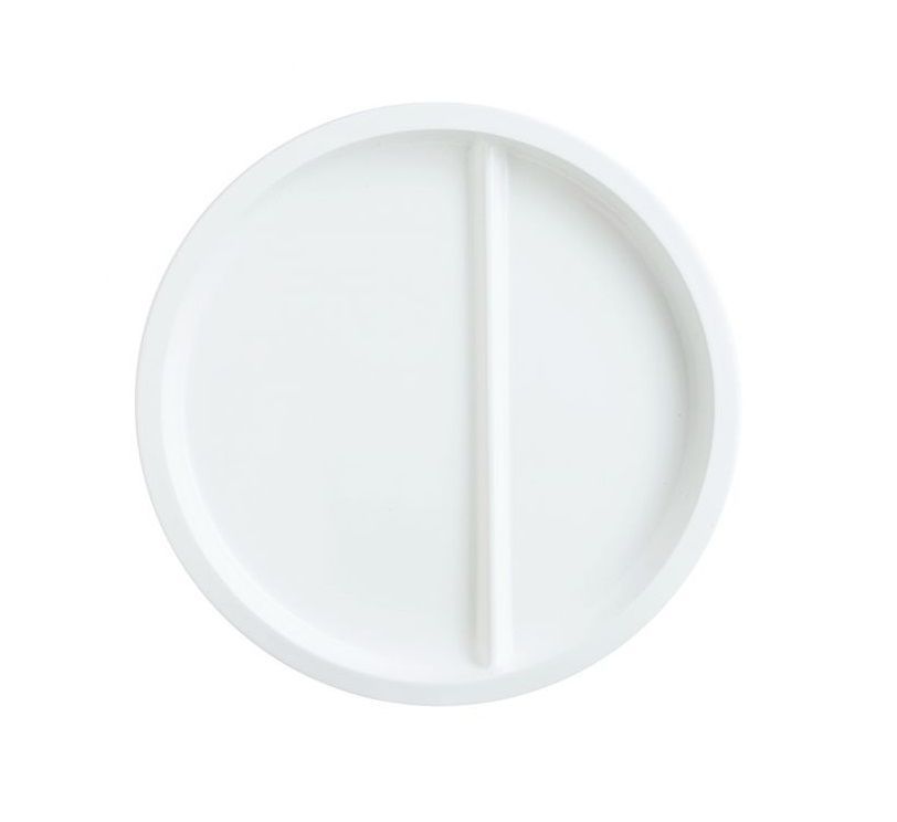 Assiette plate verre trempé blanc Heat System 2 compartiments 23cm - ARCOROC - Carton de 24