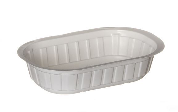 Barquette oblongue PP blanche Divipack 400cc - ALPHA FORM - Carton de 1800