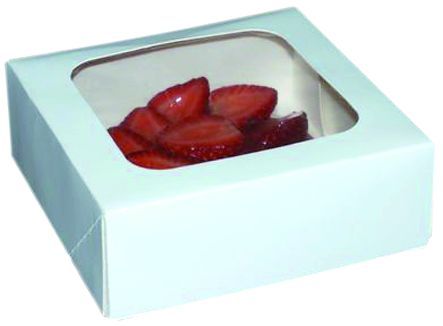 Boite patissière carton blanc avec fenêtre 14x14x5cm - Carton de 50