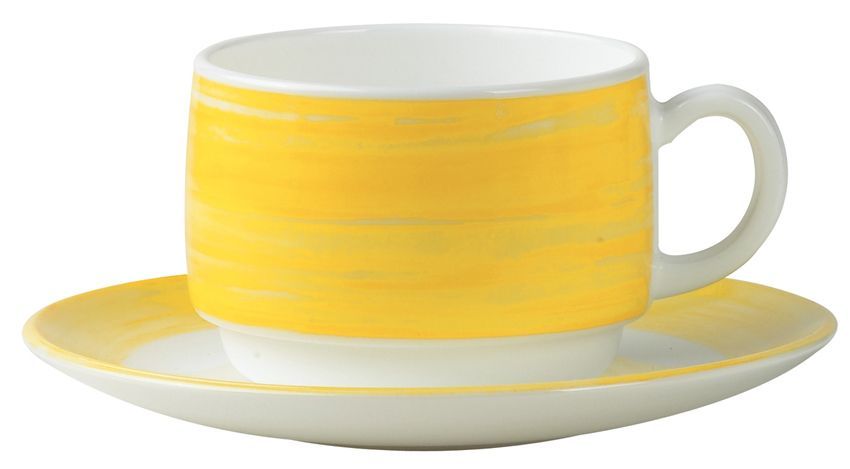 Sous tasse à café verre trempé Restaurant Brush 14cm jaune - ARCOROC - Carton de 6