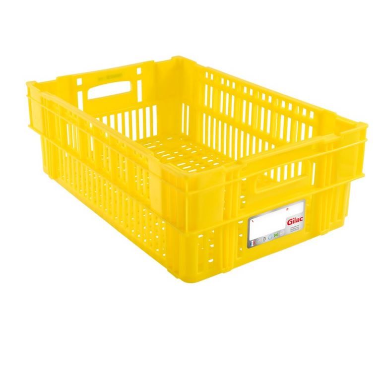 Caisse ajourée gerbable PEHD jaune 60x40x20cm 37l - GILAC - A l'unité