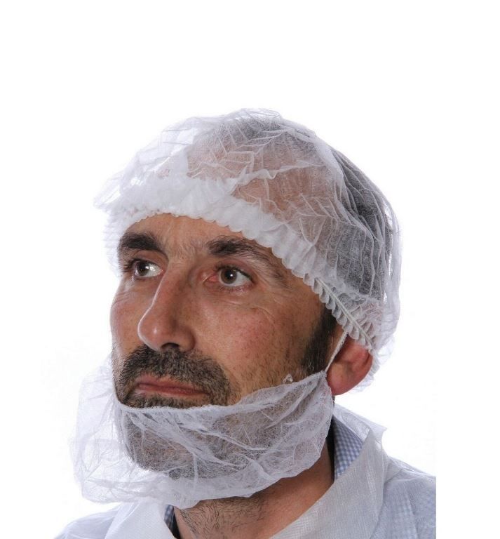 Cache barbe PP non tissé blanc - Sachet de 100