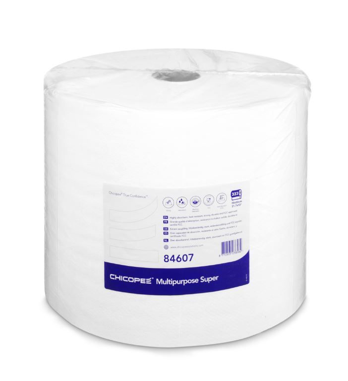 Torchon non tissé Multipurpose Super Eco blanc 55x32cm 333 formats - CHICOPEE - Rouleau de 333 formats