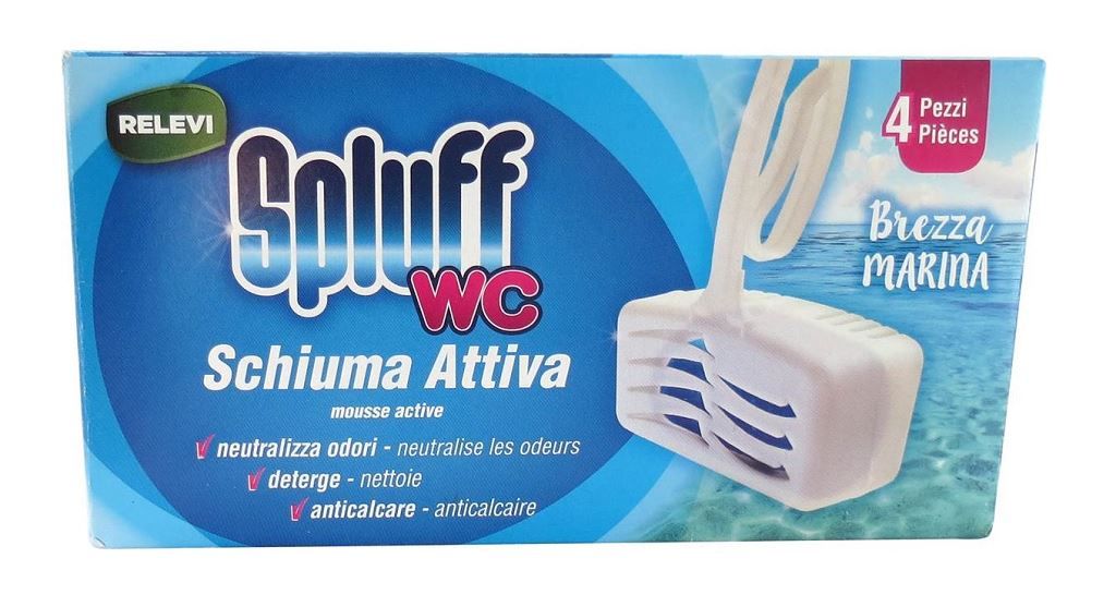 Désodorisant en bloc désinfectant WC avec support cuvette - SPLUFF WC - Paquet de 4