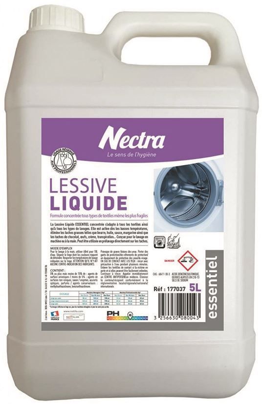 Lessive linge liquide concentrée - NECTRA - Bidon de 5l