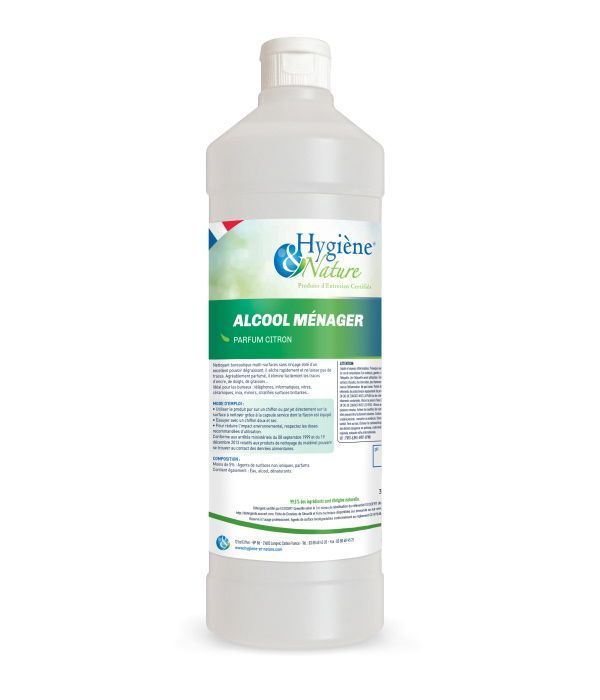 Alcool ménager citron - HYGIENE ET NATURE - Flacon de 1l