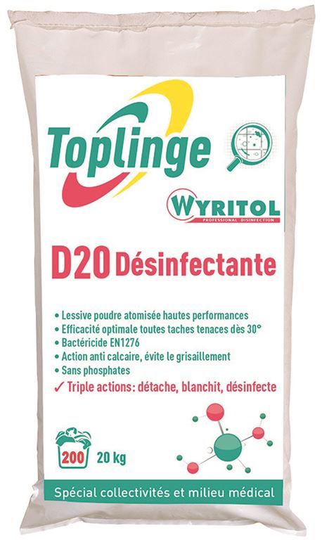 Lessive linge poudre désinfectante Toplinge Wyritol D20 - TOPLINGE - Sac de 20kg