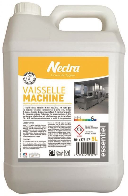 Détergent liquide lave vaisselle toutes eaux - NECTRA - Bidon de 5l