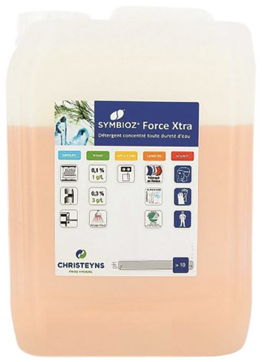 Détergent liquide lave vaisselle Symbioz Force Extra - CHRISTEYNS FOOD - Bidon de 10kg