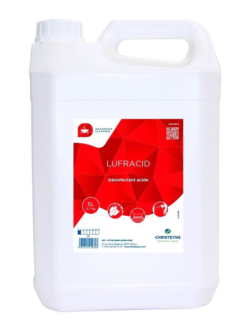 Détartrant liquide désinfectant Lufracid - CHRISTEYNS FOOD - Bidon de 5l