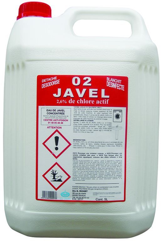 Eau de javel 2,6% - Bidon de 5l