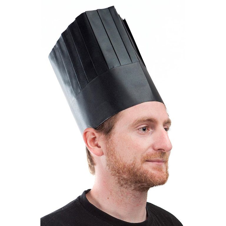 Toque papier crêpé noir réglable - Paquet de 10