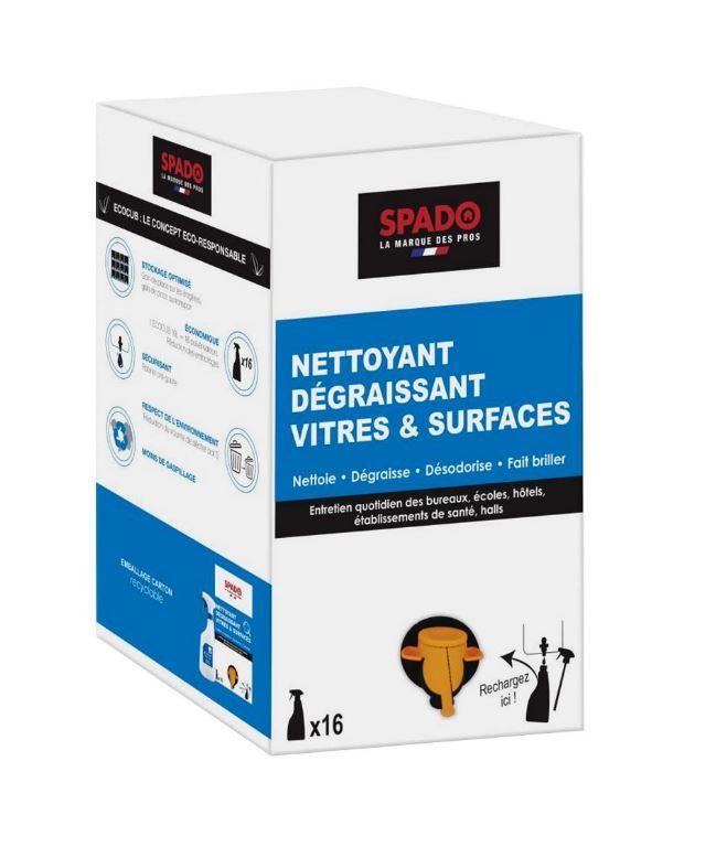 Détergent dégraissant vitres et surfaces Ecocub - SPADO - Cubi de 10l