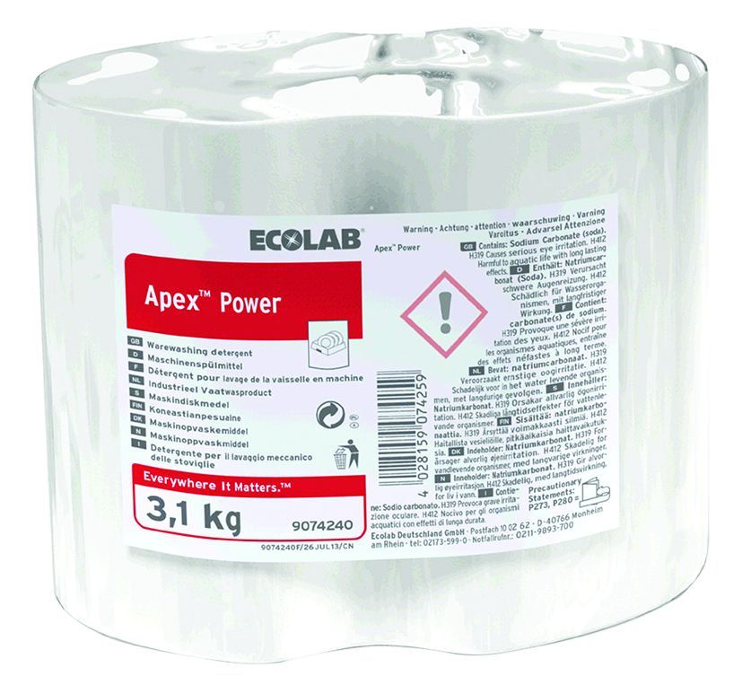 Détergent solide lave vaisselle Apex Power - ECOLAB - Carton de 4x3,1kg