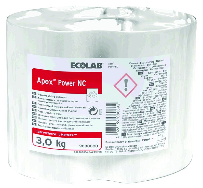 Détergent solide concentré lavage vaisselle Apex Power NC - ECOLAB - Carton de 4x3kg