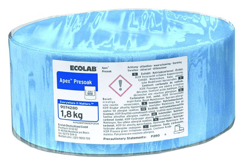 Détergent liquide de pré-trempage et rénovation couverts Apex Presoak - ECOLAB - Carton de 3x1,8kg