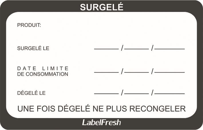 Etiquette de traçabilité alimentaire 70x45mm Surgelé - LABELFRESH - Rouleau de 500