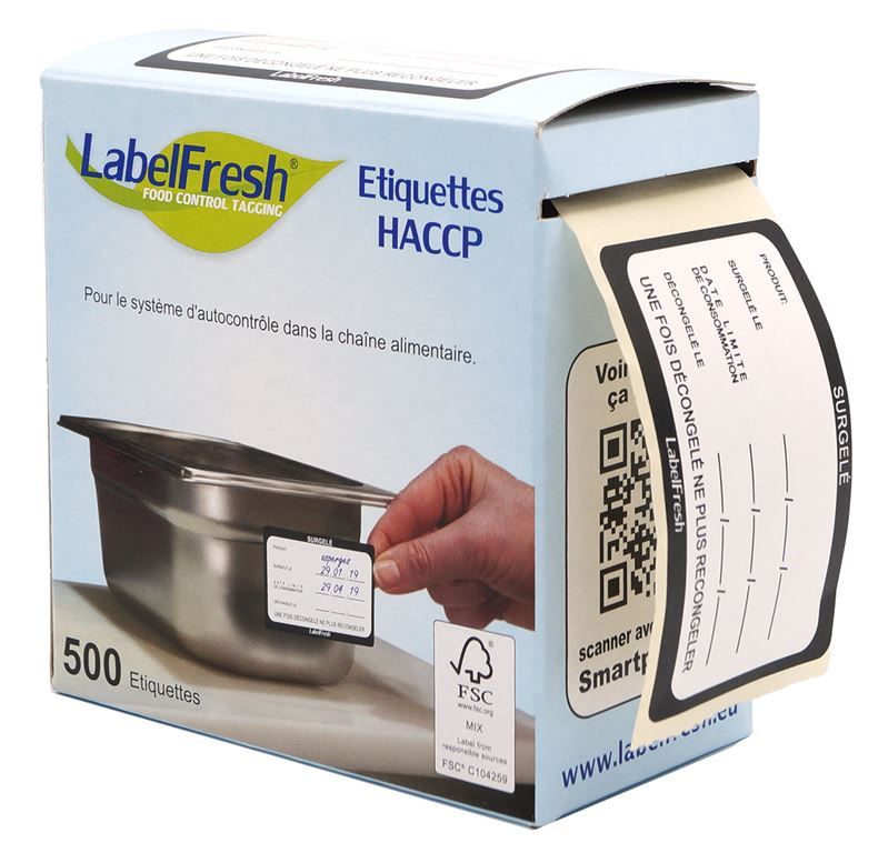 Etiquette de traçabilité alimentaire 70x45mm Surgelé - LABELFRESH - Rouleau de 500