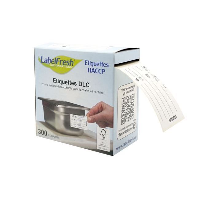 Etiquette traçabilité alimentaire DLC 70x45mm - LABELFRESH - Boite de 300