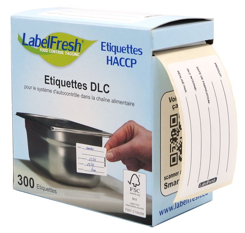 Etiquette traçabilité alimentaire DLC 70x45mm - LABELFRESH - Boite de 300